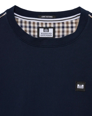Weekend Offender Vega Sweat With Check Piping Detail Navy/Mid House Check Bluza bez kaptura
