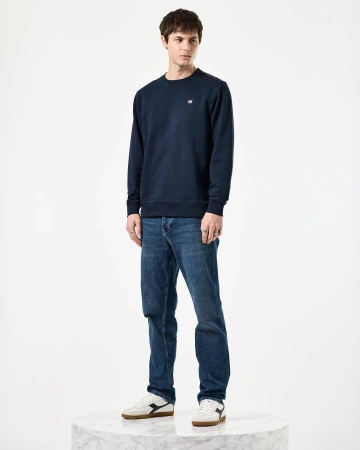 Weekend Offender Vega Sweat With Check Piping Detail Navy/Mid House Check Bluza bez kaptura
