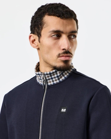 Weekend Offender Alameda Jacquard Rib Track Top Navy Kurtka Rozsuwana