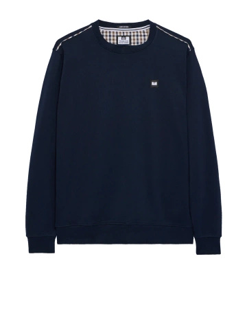 Weekend Offender Vega Sweat With Check Piping Detail Navy/Mid House Check Bluza bez kaptura
